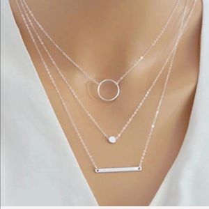 Three Layers Bar Silver Color with Circle choker